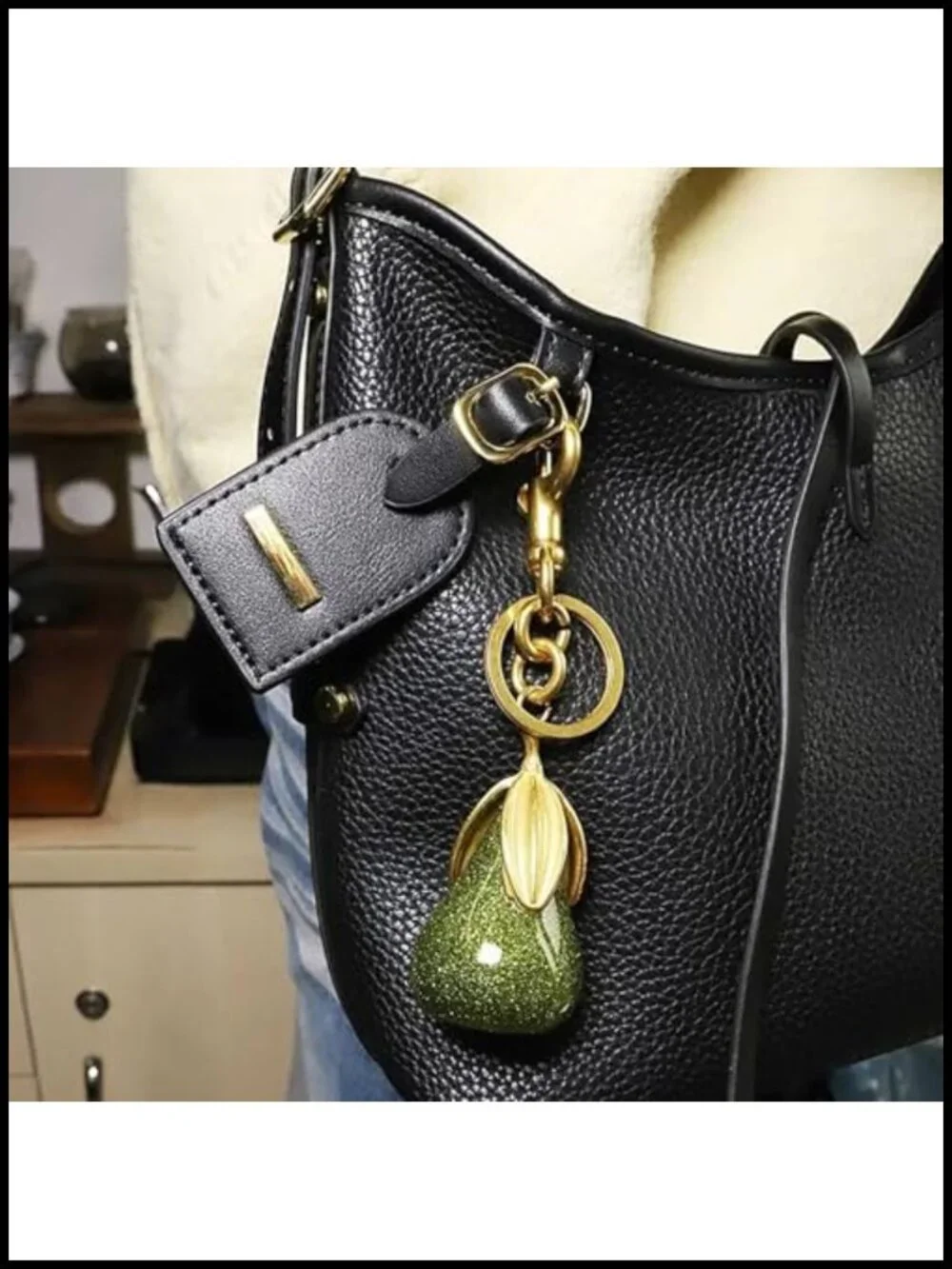 Glossy Resin Cherry Purse Charm Keychain Gold Hardware Bag Accessory